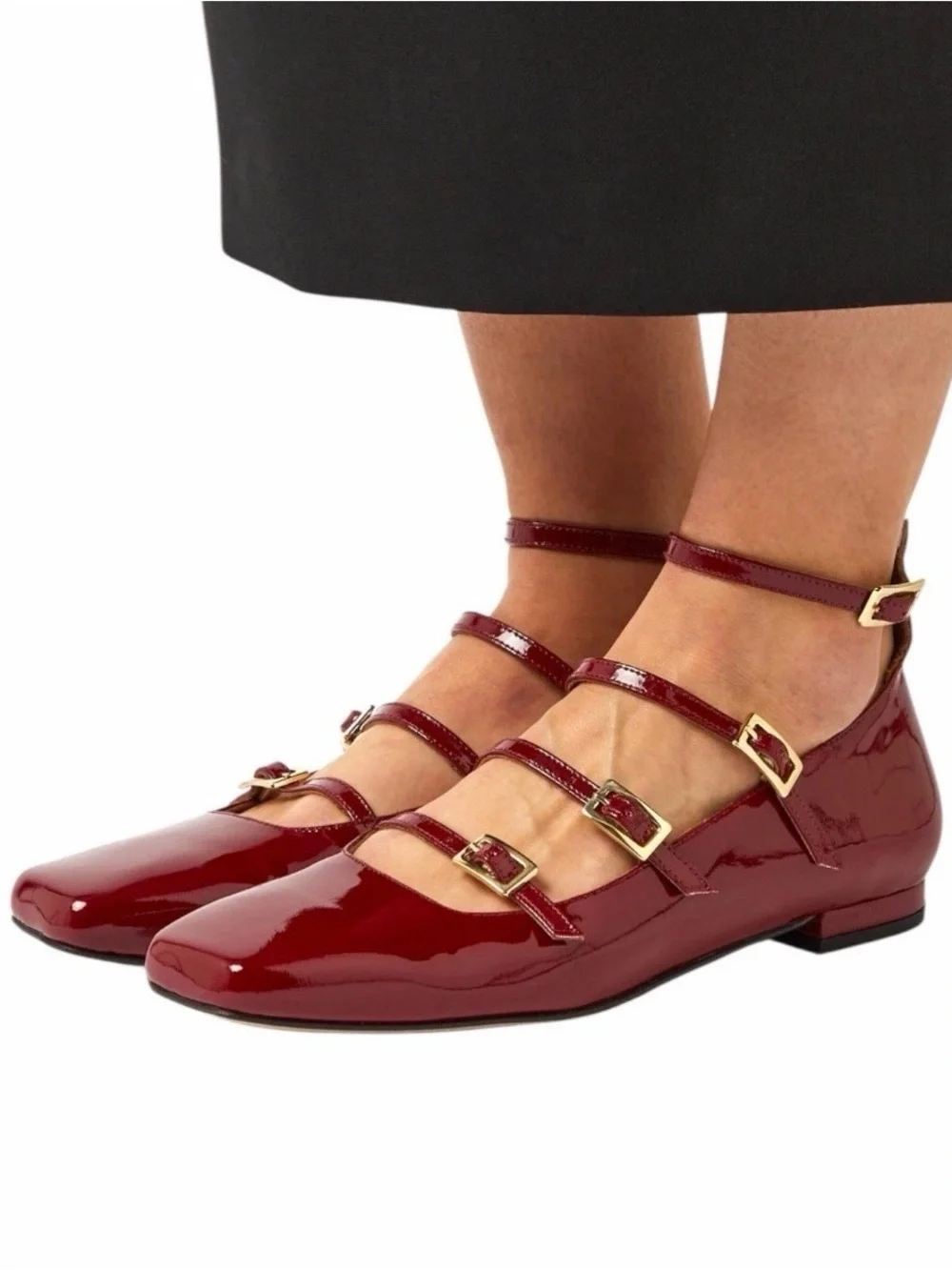 ALOHAS Luke Leather Ballet Ballerina Flats Wine Burgundy Size 38 US 7-7.5